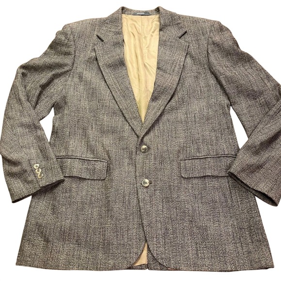 Haggar Other - Haggar Gallery Brown Tweed Sport Coat Blazer Mens 46R Two Button Single Breasted